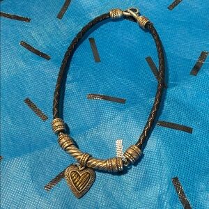 VTG Retired Brighton Leather Heart Necklace